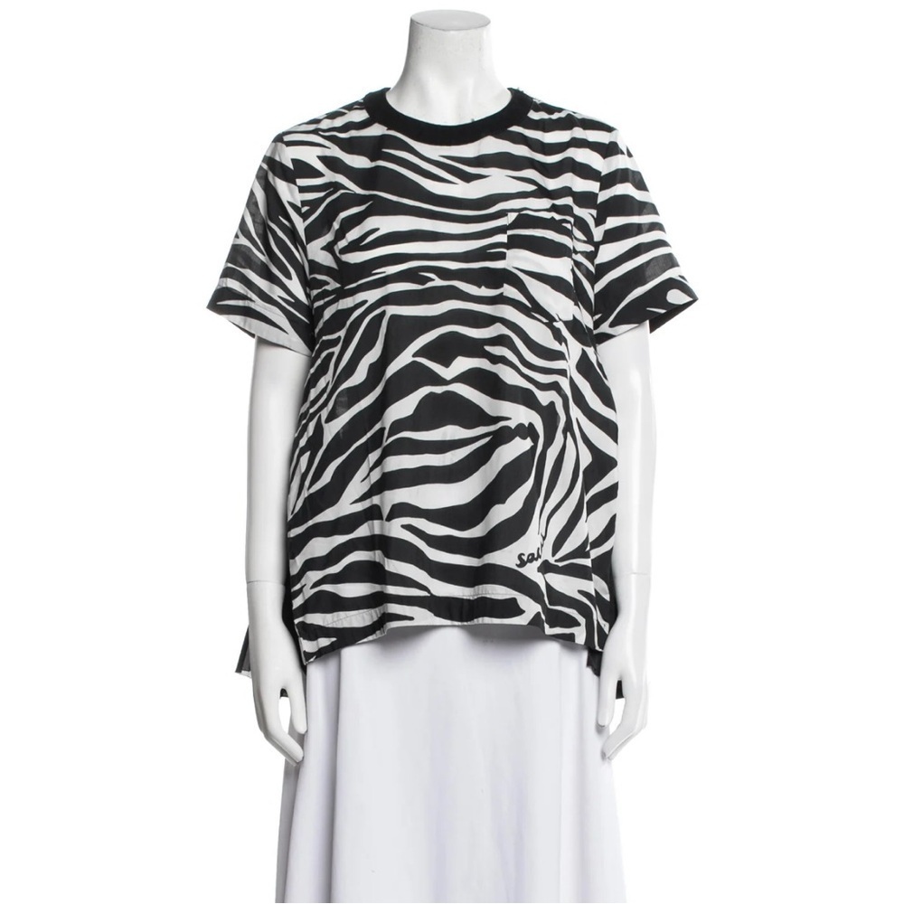 Sacai Asymmetric bianco nero top